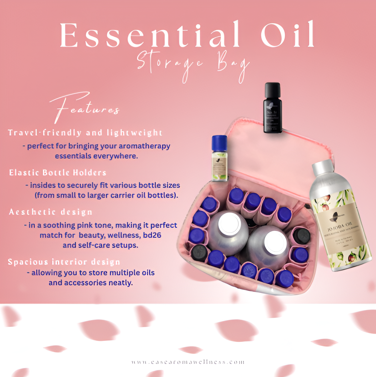 Easearoma Essential Oil Pink Storage Bag