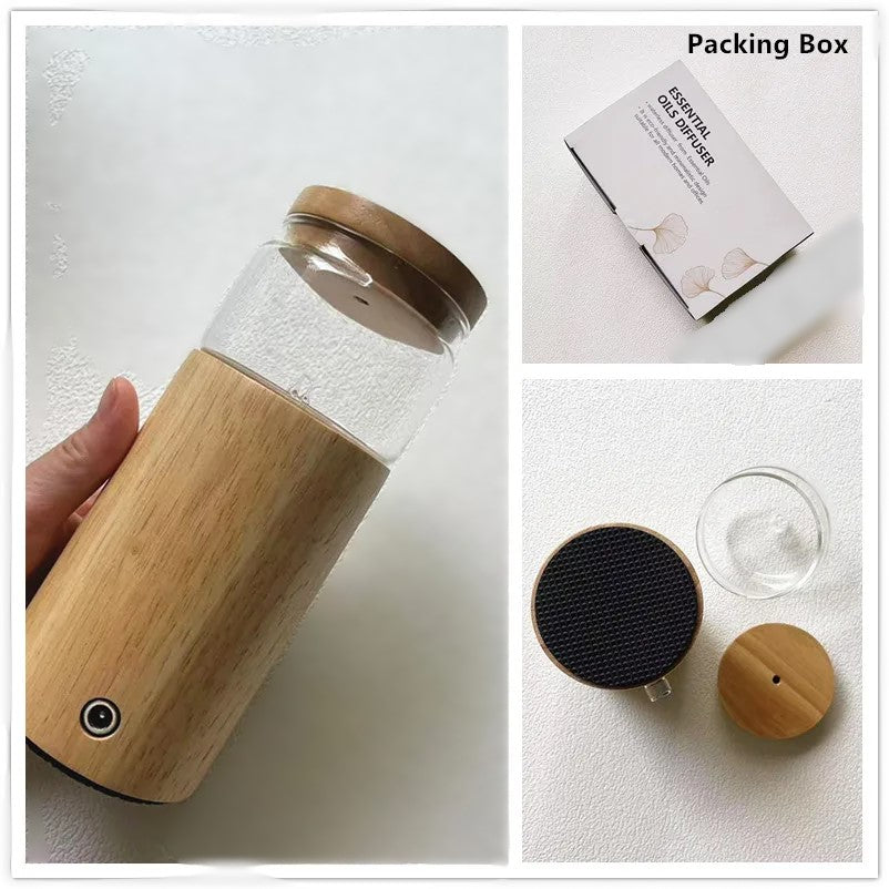 Pure Essential Oils Atomization Diffuser Cup Wooden Glass Aromatherapy