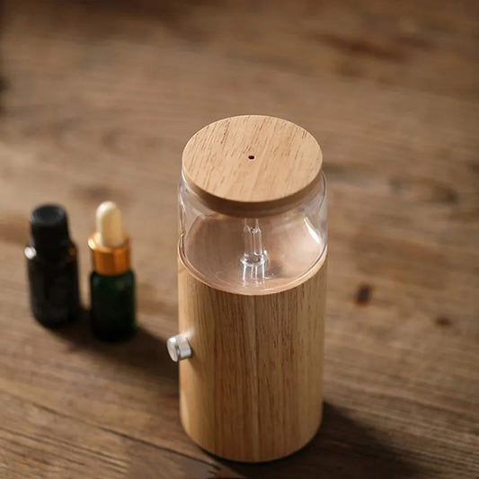 Pure Essential Oils Atomization Diffuser Cup Wooden Glass Aromatherapy