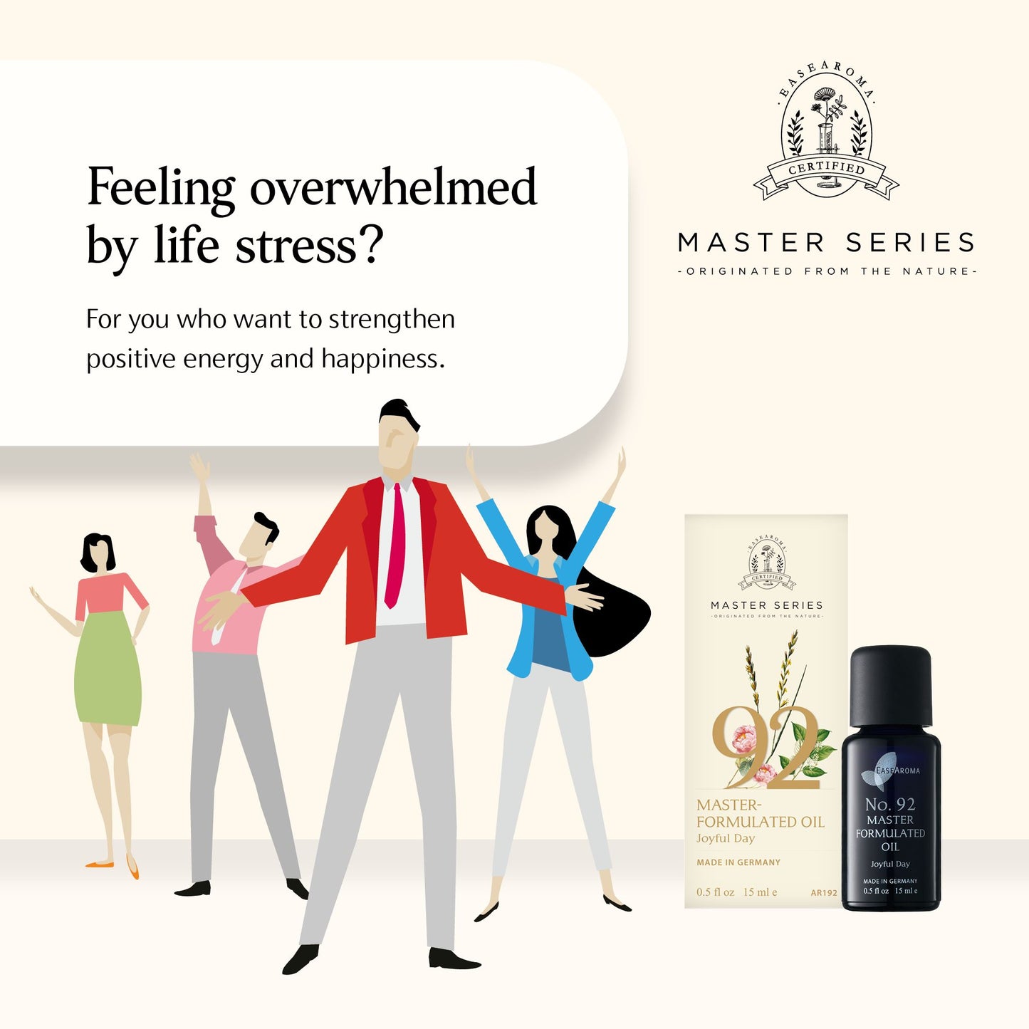 Easearoma Master Series No. 92 For Joyful Day Formulated Oil 15ml Premium Essential Oil German Aromatherapy