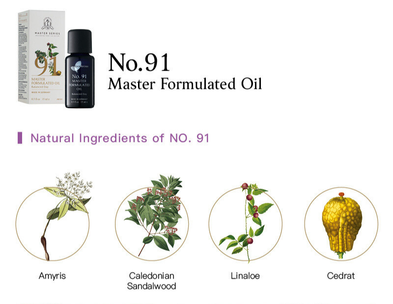 Easearoma Master Series No. 91 Balanced Day Formulated Oil 15ml Premium Essential Oil German Aromatherapy Therapeutic Wellness